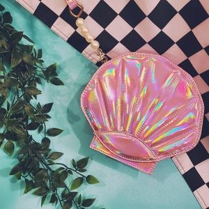 Holographic Pink Seashell Clutch